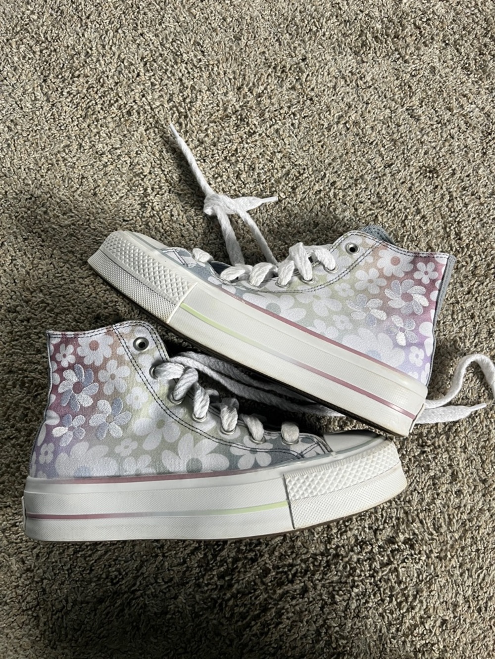 Converse Platform High-Top Floral Gradient Canvas Sneakers Women’s Size 8.5 - Picture 6 of 11